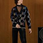 Свитер gg wool jacquard cardigan 'black' Gucci, черный - фото 4