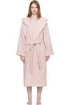 Tekla Розовый махровый халат с капюшоном - фото