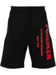 Alexander McQueen хлопковые шорты с логотипом, черный - фото