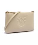 Кожаная сумочка плоская горизонтальная мини Pinko, экрю - фото 4