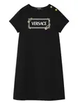 Платье-трапеция с логотипом Versace Kids, черный - фото