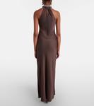 Расшитое сатиновое платье Simkhai, Chocolate - фото 3