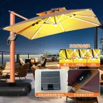 Солнцезащитный садовый зонт Green Water, прямоугольный, 3х4 м, LED-подсветка, диаметр стойки 13 см, база до 225 кг, хаки - фото 3