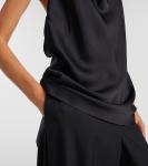 Атласный топ с халтернеем Stella McCartney, черный - фото 4