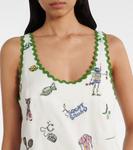 Вышитое льняное мини-платье Alémais, кремовый - фото 4