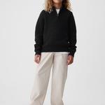 Пуловер с воротником-стойкой и полумолнией Gap, черный - фото