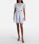 Вышитое мини-платье с вырезами и бантом Self-Portrait, синий - фото 2