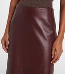 Кожаная макси-юбка Brunello Cucinelli, Red Wine - фото 4