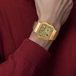 CASIO Часы Classic Collection Quartz Movement Stainless Steel Strap Watch Unisex Gold Dial, Gold Dial - фото 3