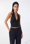 Топ PULL&BEAR OPEN BACK HALTER, Black - фото 5