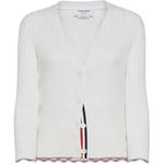 Кардиган с V-образным вырезом THOM BROWNE, белый - фото
