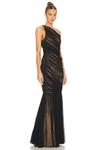 Платье Norma Kamali Diana Fishtail Gown, цвет Black Mesh & Nude - фото 2