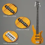 Электрогитара бас Glarry GIB с 5 струнами полного размера SS Pickup - Sunset - фото 11