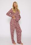 Пижамный комплект Loungeable LEOPARD LONG SLEEVED BUTTON SET, Burgundy/Bordeaux - фото 2