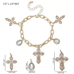 Браслет с подвеской в виде хрустального креста Jessica Simpson, gold - фото 3