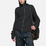 Ребристый худи-кардиган на молнии Acne Studios, серый - фото 3