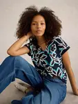 Топ White Stuff Nelly Leaves Notch Neck Organic Cotton, цвет navy/multi - фото 4