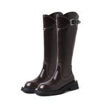 Высокие сапоги до колена 5 см Women's Echo&yolo, Коричневые на флисовой подкладке - фото 7