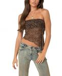 Прозрачный сетчатый топ Edikted с леопардовым принтом, мультиколор - фото