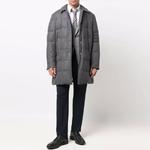 Футболка с четырьмя полосами и набивкой THOM BROWNE, серая - фото 3