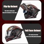 Шлем мотоциклетный Yagteycll Bluetooth Full Face, черный / красный - фото 3