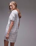 Мини-платье в клетку Rhythm desi синего цвета - фото 2