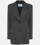 Шерстяной блейзер Prada, серый - фото