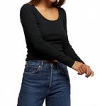 Топ Anya с длинными рукавами в черном цвете PERFECTWHITETEE - фото 2