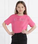 Футболка детская Guess длинная со стразами, розовый - фото 3