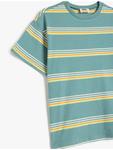 Зеленая полосатая футболка KOTON - фото