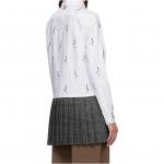 Рубашка в полоску с плиссированным подолом THOM BROWNE, белый - фото 2