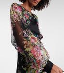 Шелковое платье с цветочным принтом Etro, Print On Black Base - фото 5