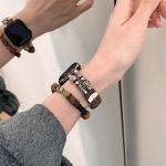 IBOANN Часы Strap Apple Compatibility Bead Material, Vintage Single Wrap Belt-Brown - фото 5