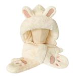 Cute Rabbit Ears Hats & Caps Scarf Set Doll Products Fluffy bear, хаки - фото 8