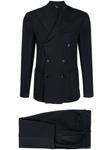 Шерстяной костюм с двубортным пиджаком Dell'oglio, синий - фото