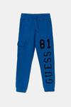 Детские хлопковые спортивные брюки Guess, синий - фото