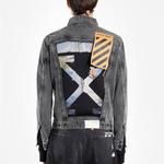 Куртка denim distressed jacket 'black' Off-White, серый - фото 4