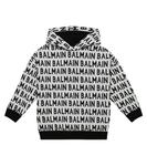 Джаккардовый хлопковый худи Logo Balmain Kids - фото