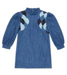 Лоскутное джинсовое платье Chloé Kids, Denim Blue - фото