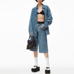 Шорты джинсовые до колена Alexander Wang, темно-синие - фото 3