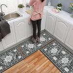 Наборы кухонных ковриков и полозьев из 3 штук, коврик для кухонного пола Yamaziot, моющийся нескользящий кухонный коврик, коврик для прихожей фермерского дома в стиле бохо для домашнего декора, цвет Black - фото 6