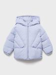 Детское стёганое пальто с капюшоном Noni Mango, Light Blue - фото