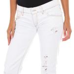 Длинные джинсовые брюки с эффектом рипстоп и узким краем e014152 женщина Met, белый - фото 2