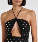 Платье миди с вырезом-халтер и заклепками Stella McCartney, черный - фото 4