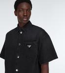 Джинсовая рубашка с логотипом Prada, черный - фото 5