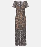 Платье миди с цветочным кружевом Self-Portrait, серый - фото