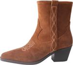 Ботинки TMA EYES Women's Low-Heeled Pointy Ankle Western Boots With Side Zipper, Camel - фото