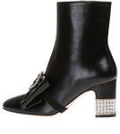 Кроссовки removable bow leather ankle boots 'black' Gucci, черный - фото