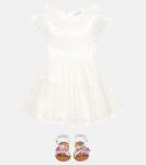 Платье с пайетками и оборками Monnalisa, белый - фото 2