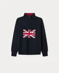 Детский свитер с флагом Hackett, темно-синий - фото